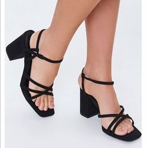 WOMEN’S NEW BLACK FAUX SUEDE BLOCK HEELS SIZE 9